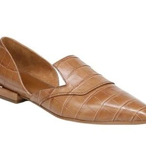 Franco Sarto Brown Artisan Croc Slip On Flats with Gold Accents Size 5